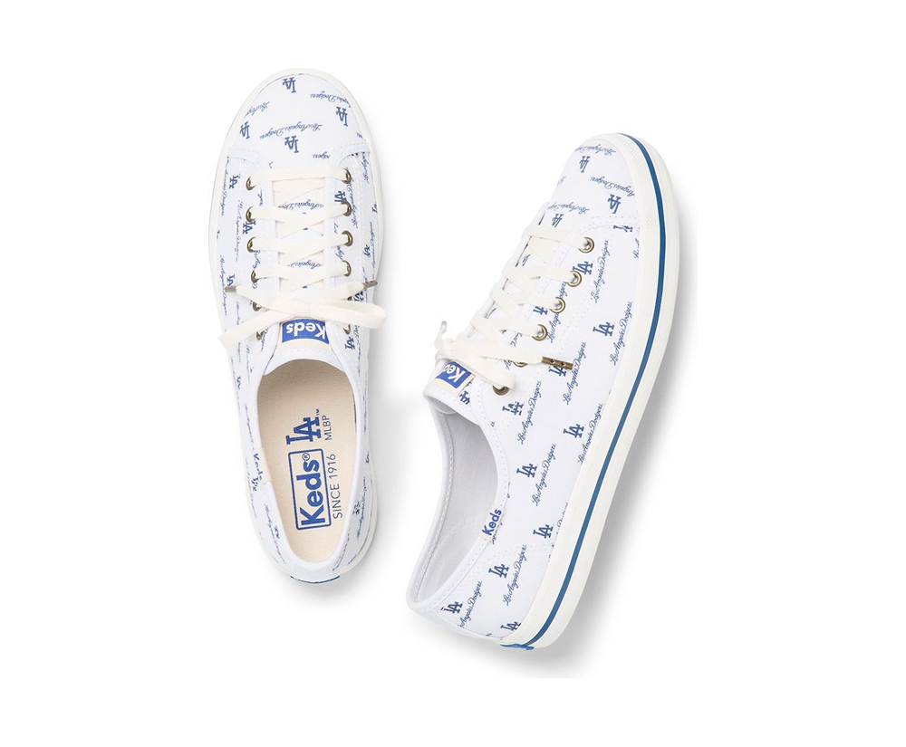 Basket Keds Femme Blanche/Bleu - Kickstart Mlb® - 980-TOPLFN